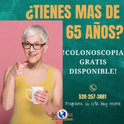 Tiene mas de 65 ańos? Colonoscopia gratis disponible! Llama Hoy: 520-257-3881