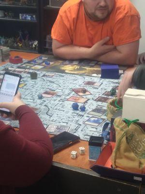 Some of the regulars playing Magic: The Gathering