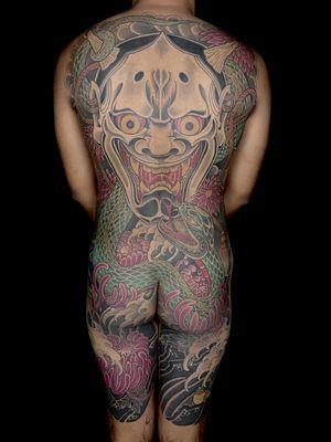 Japanese full back tattoo Hannya snake best Japanese tattoo San Diego Mark Nes Tattoo