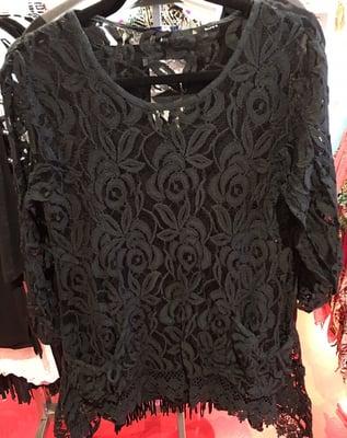 Gorgeous Lace Tunic is available in Black or White.  Tank underneath is included.  All sizes available.