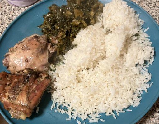 Collards Rice & Baked chicken