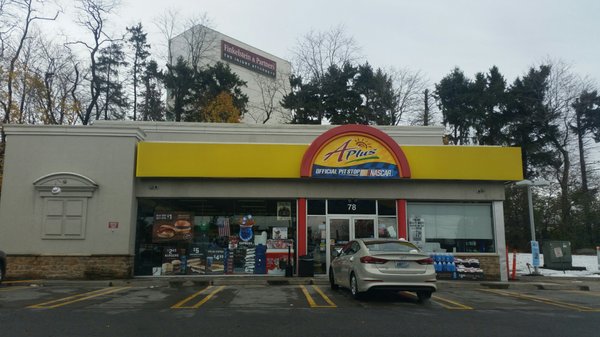 Store front after the first snow of the season