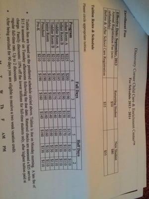 Fee schedule 2013-2014