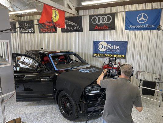 Shooting a step by step tutorial on how to properly remove and replace a windshield on a 2019 Rolls Royce Cullinan