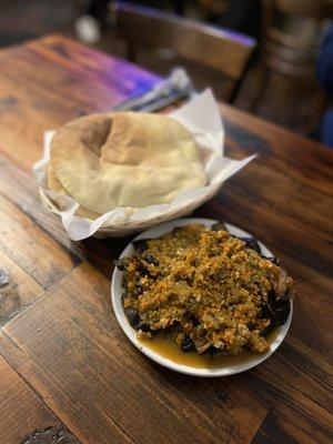 Eggplant pickles and Pita Bread