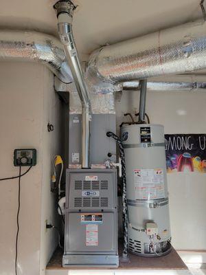 Neat install example  we do furnace, AC, air duct, gas piping, water drain line, and refrigerant line all by ourselves.