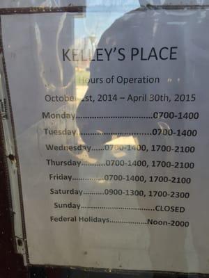 Hours of operation for those like me who show up when closed.