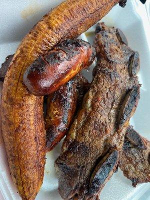 Plantain, chorizo, ribs