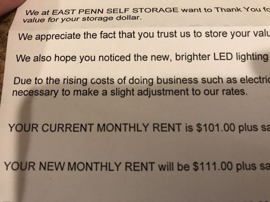 Constant rent increases in the short 1-2 years I've used this company