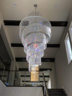 Large chandelier install