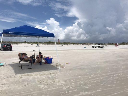 Ponce inlet lighthouse in background