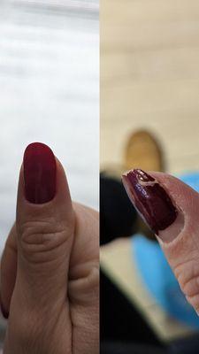 Fixed nail on the left, broken nail on the right. It's perfect!