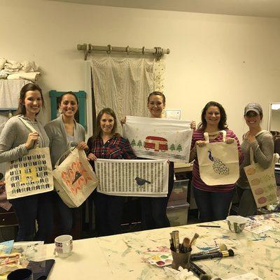 Tea Towels & Tote Bag Stenciling class!