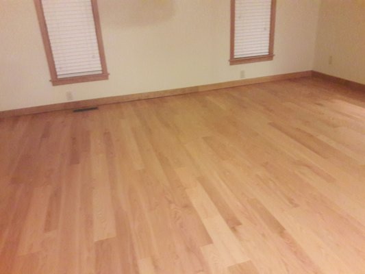 This floor had a satin finish look after it got refinish