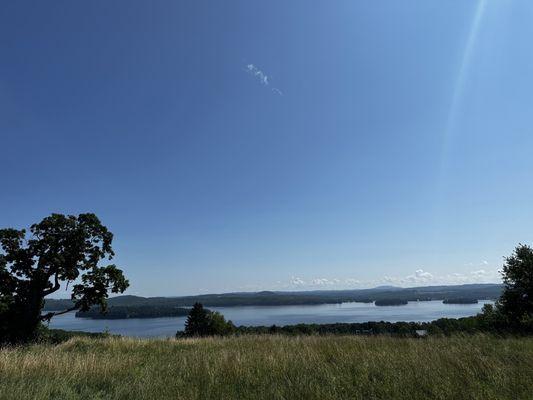 The view from the private road.