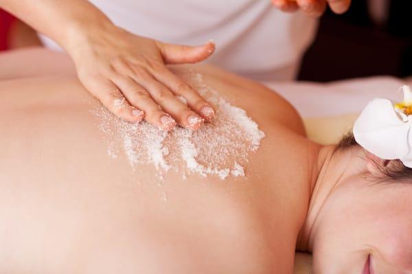 We offer salt scrub body treatments.