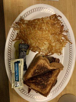 Texas Bacon Angus Patty Melt With Hashbrowns