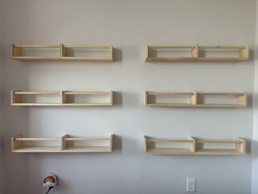 Hung 6 shelves on the wall