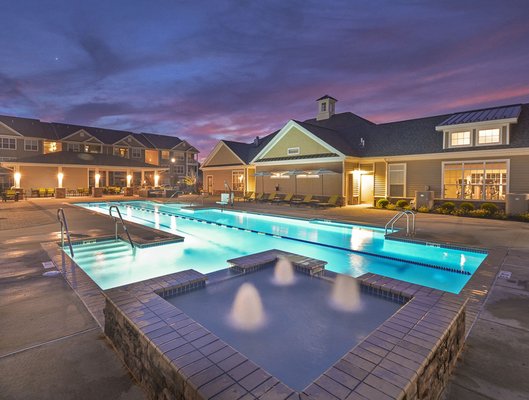 Fountain and Sundeck at Night