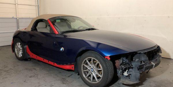 Before/After a full wrap on my z4. Finished in Avery Dark metallic blue