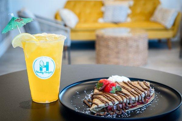 Passion fruit Margarita / Strawberry Banana Protein Crepe