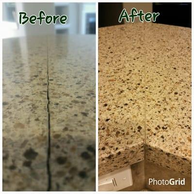 Before and after photo of repair work. I am a very happy customer!