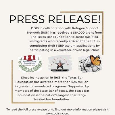 TX Bar Foundation award