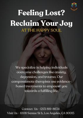 Therapy For The Soul AT THE HAPPY SOUL, Near by LOS ANGELES, 
for mental health,
Mental Health Clinic