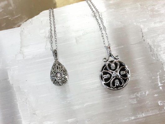 Vintage inspired Sterling Silver and Diamond necklaces