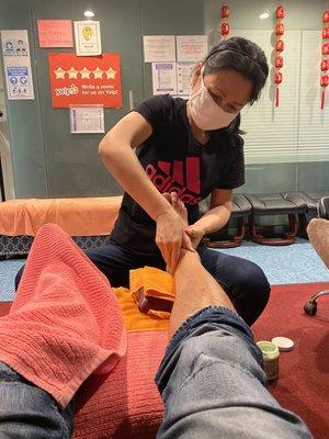 Getting a foot massage