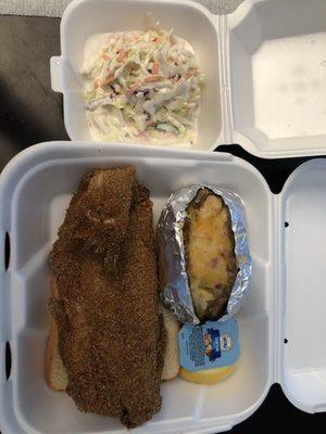 Whole catfish and twice baked potato