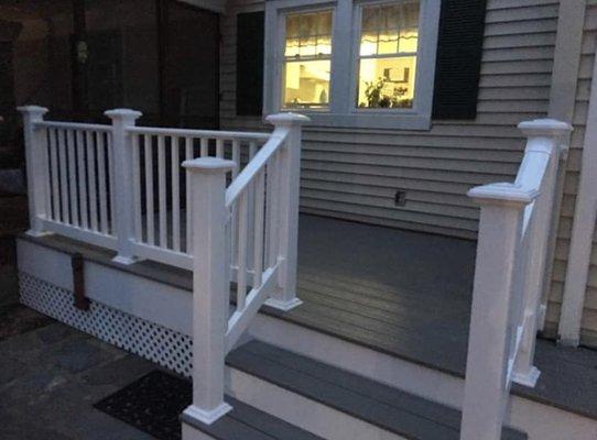 removed exiting deck and installed all new decking, fascia panels and railings.