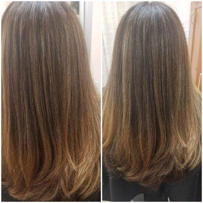 Happy Client 
Hair color Highlights
Long Layered Haircut & Styled