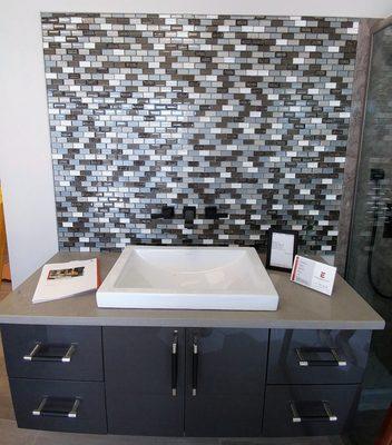 Showplace Evo vanity with Dal-tile glass tile