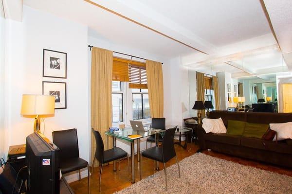 id#929--Avail. 8/17/15 -Manhattan W. 51 St. - Furnished 1 bd. Living & Dining. $3600 + $300 Utilities + Fee, Condo Fee & Cleaning