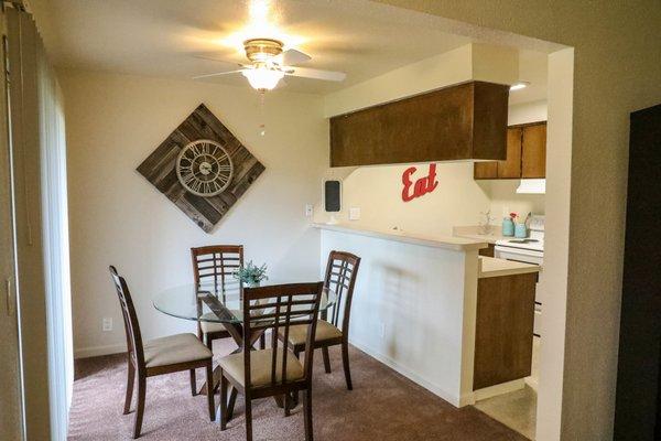 Dining and kitchen area.