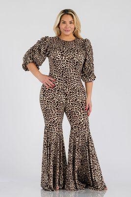 This leopard jumpsuit is perfect for a night out. It features a curvy fit with flare legs that will flatter your silhouette. Constructed fro