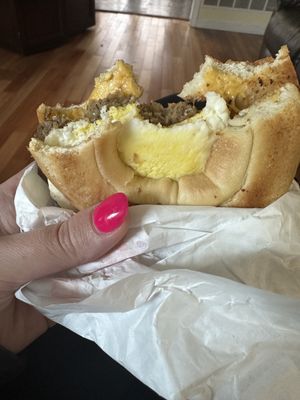 Sausage egg & cheese bagel