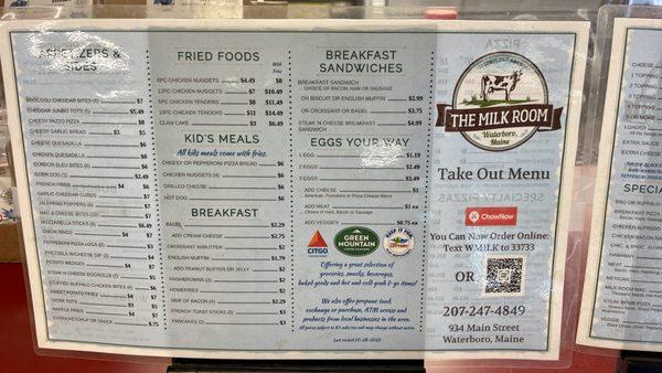 Take Out Menu