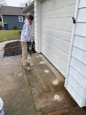 Garage apron prep