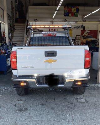 Back rack light bar whelen