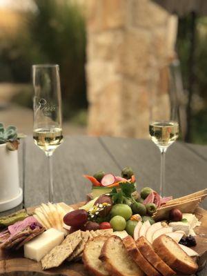 Cheese plate and sparkling