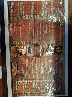 Menu in English and Spanish