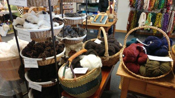 Baskets of fiber.