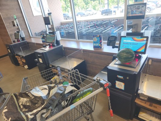 Self checkout. They have two open lanes that are staffed by cashiers and eight self checkout lanes.