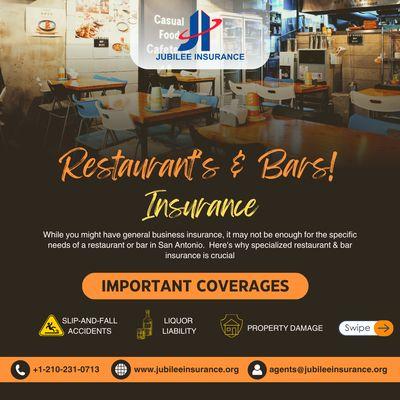 Keep your bar and restaurant running smoothly with tailored insurance coverage. We've got you covered from kitchen to cocktail!