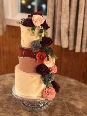 3 tier wedding cake.  Photo courtesy of Catherine Paterson Photography