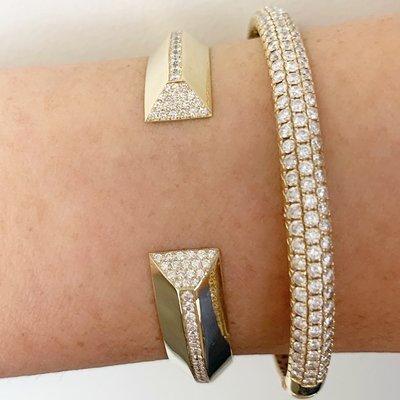 Pave Bracelet and Pyramid Cuff