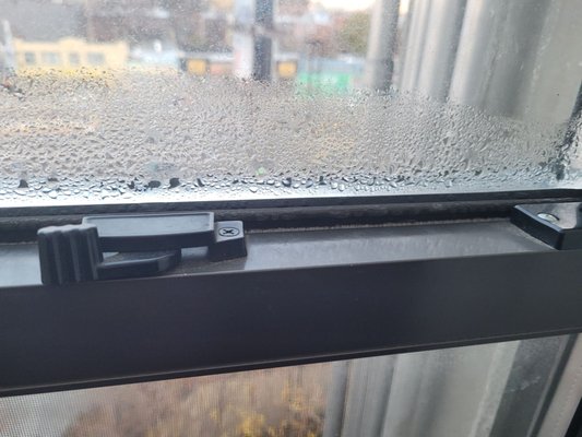 Moisture inside wimdow from cold air. All my windows are like this.