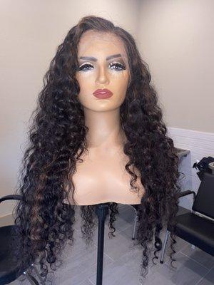 long curly human hair wig